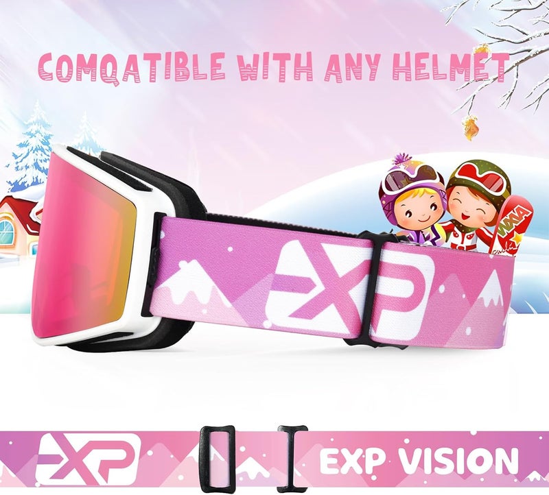 EXP VISION Ski/Snowboard Goggles Parent-child Snow Goggles Over Glasses for Men, Women Youth Kids - Image 5